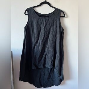 Bryn Walker 100% Linen Classic Black High-low Sleeveless Top - Small